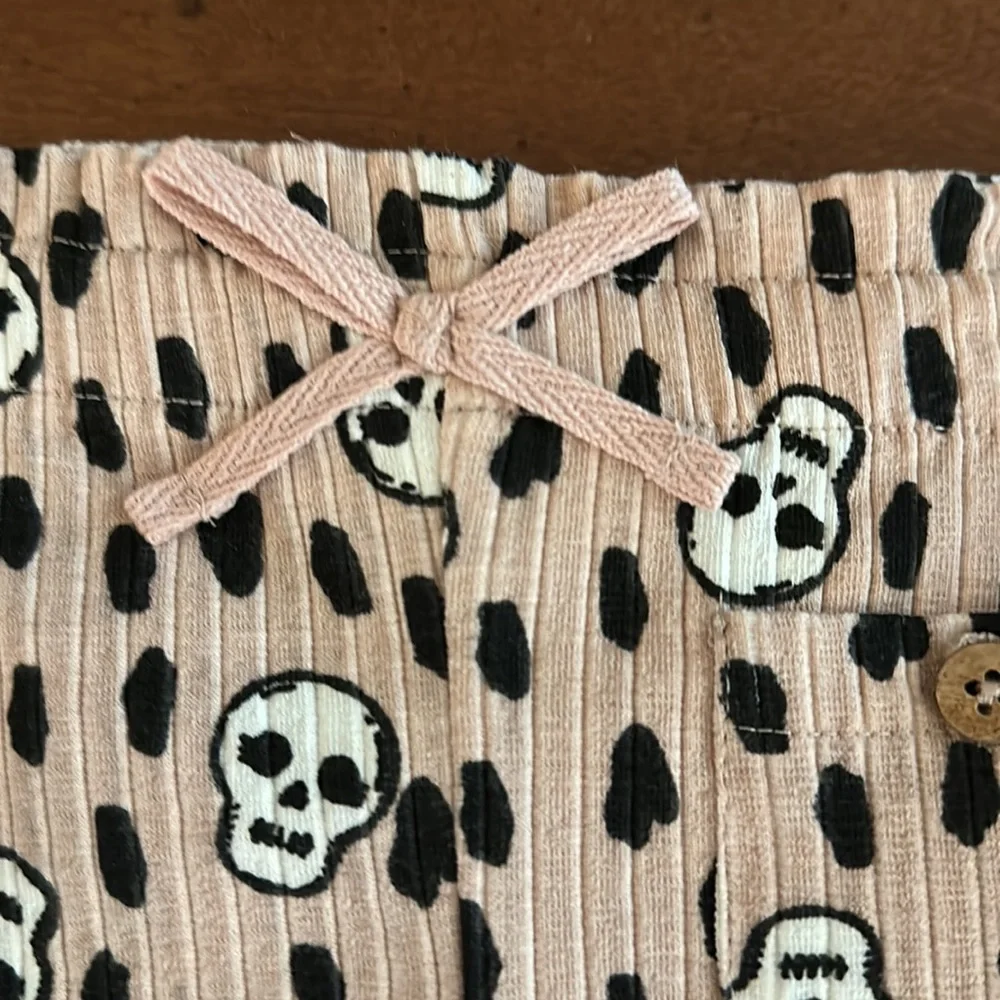 Jessica Simpson ruffle ribbed dusty rose Skull 2 piece set